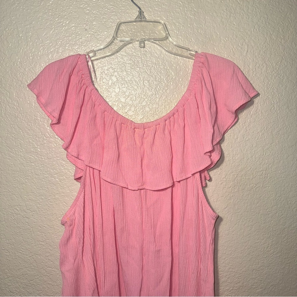 Pink Ruffle Dress Women’s 3X Flowy Cottagecore Feminine Summer - Picture 8 of 13